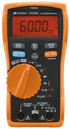 Keysight Technologies Multimètre Numérique U1233A Portable, 600V C.a. 10A C.a., Etalonné RS