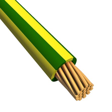Alpha Wire Einzeladerleitung 0,2 Mm², 24 AWG 305m Grün/Gelb MPPE Isoliert Ø 1.09mm 7/0.20 Mm Litzen UL11028