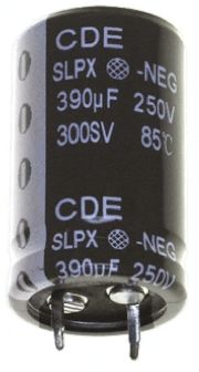 Cornell-Dubilier SLPX Snap-In Aluminium-Elektrolyt Kondensator 2200μF ±20% / 50V Dc, Ø 22mm X 25mm, +85°C