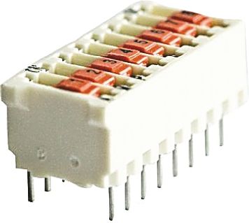 TE Connectivity THT DIP-Schalter Gleiter 6-stellig 1-poliger Ein-/Ausschalter, Kontakte Verzinnt 25 MA @ 50 V Dc, Bis