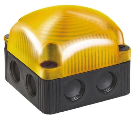 Werma BWM 853 Series Yellow Steady Beacon, 115 → 230 V Ac, Surface Mount, Wall Mount, LED Bulb, IP66, IP67
