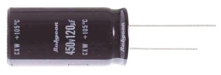 Rubycon CXW, THT Aluminium-Elektrolyt Kondensator 56μF ±20% / 400V Dc, Ø 18mm X 20mm, Bis 105°C