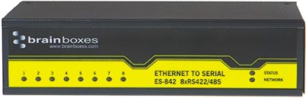 Brainboxes Serieller Device Server 1 Ethernet-Anschlüsse 8 Serielle Ports RS422, RS485 1Mbit/s 1200m 10/100Mbit/s