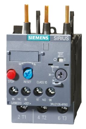 Siemens SIRIUS Innovation 3RU Überlastrelais 4 KW, 3P 1 Schließer, 1 Öffner / 3 A, 45mm X 87mm