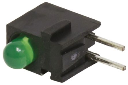 Bivar LED Anzeige PCB-Montage Grün 1 X LEDs THT Rechtwinklig 2-Pins 45 ° 2,6 V