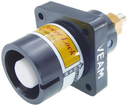 ITT Veam Powerlock Series, IP2X, IP67 Black Panel Mount 1P Heavy Duty Power Connector Plug, Rated At 400A, 1 kV ac
