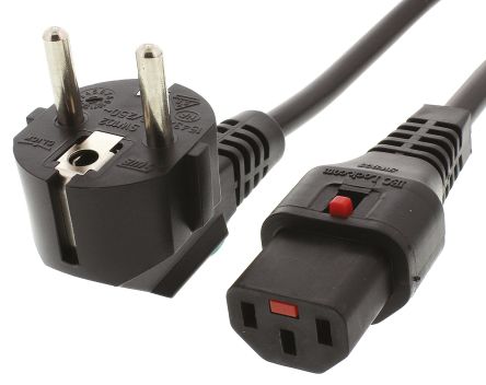 Schaffner IEC C13 Socket To CEE 7/7 Plug Power Cord, 2m