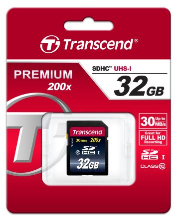 Transcend Tarjeta SD SDHC 32 GB MLC Premium -25 → +85°C 200x