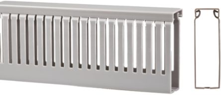 RS PRO Grey Slotted Panel Trunking - Open Slot, W60 Mm X D80mm, L2m, PVC