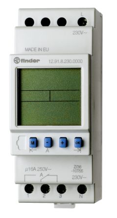 Finder DIN导轨定时开关, 数字开关, 1通道, 230 V 交流电源, 单刀双掷 - 1NO 交流 / 1NC 直流