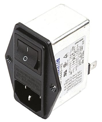 Deltron 6A, 250 V Ac/dc Male Panel Mount IEC Filter 2 Pole RIP0642H2, Tab