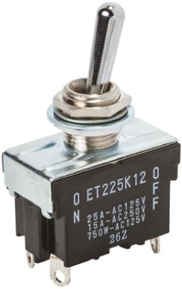디바이스마트,스위치/부저/전기부품 > 스위치 > Toggle 스위치,,ET220K12-Z,Copal Electronics DPST Toggle Switch, On-Off, Panel Mount / 222-897