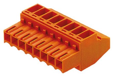 Weidmuller Borne Para PCB WeidmÃller De 5 Vías, Paso 3.5mm, 12A, De Color Naranja, Montaje De Cable, Terminación Tornillo