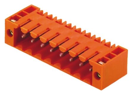 Weidmuller 3.5mm Pitch 8 Way Right Angle Pluggable Terminal Block, Header, Through Hole, Solder Termination