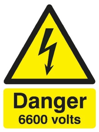 Electricity Danger Sign with English Text PP Rigid Plastic, 300 x 400mm Hazard Warning