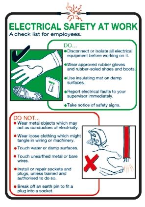 electrical safety signs poster