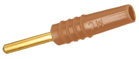 Staubli Stäubli 2mm Bananenstecker Braun, Kontakt Vergoldet, 30 V, 60V Dc / 10A, Lötanschluss