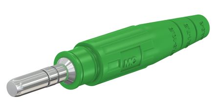 Staubli Green Male Test Plug, 6 Mm Connector, Crimp Termination, 80A, 600V, Silver Plating