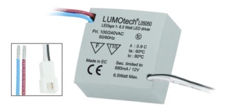 Lumotech LED Driver, 1 → 12V Output, 6.5W Output, 680mA Output, Constant Current