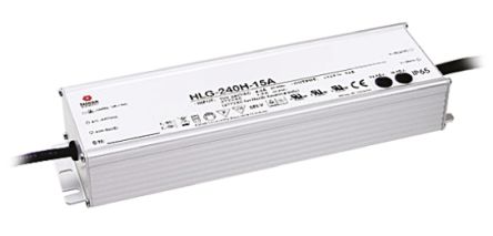 MEAN WELL LED Driver, 15V Output, 225W Output, 7.5 → 15A Output, Constant Voltage Dimmable