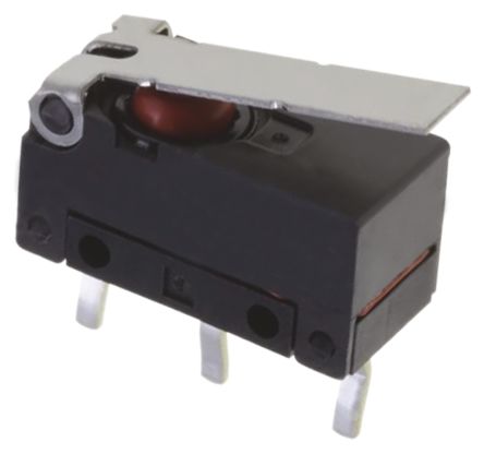 Omron Mikroschalter Scharnierhebel-Betätiger Löt-Pin, 100 MA @ 30 V Dc, 1-poliger Wechsler IP6X 0,65 N -20°C - +70°C