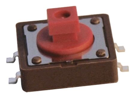 APEM Interruptor Táctil, Rojo, Contactos SPST 7.3mm, Montaje Superficial