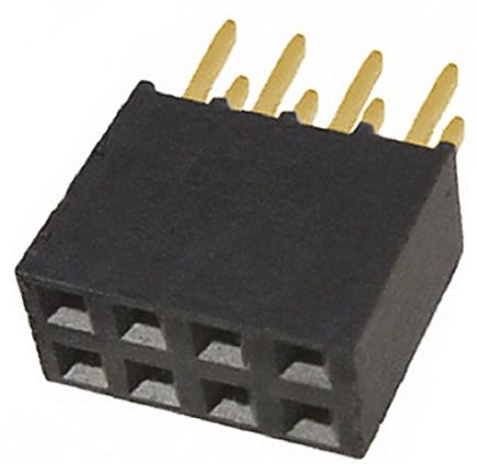 Samtec SSQ Series Straight Through Hole Mount PCB Socket, 8-Contact, 2-Row, 2.54mm Pitch, Solder Termination
