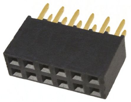 Samtec Conector Hembra Para PCB Serie SSQ, De 12 Vías En 2 Filas, Paso 2.54mm, 550 V, 7.6A, Montaje En Orificio