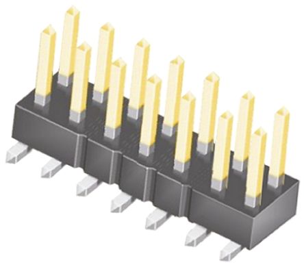Samtec TSM Series Straight Surface Mount Pin Header, 14 Contact(s), 2.54mm Pitch, 2 Row(s), Unshrouded