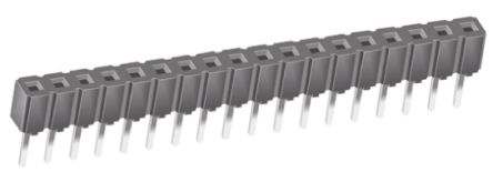 Samtec CES Series Straight Through Hole Mount PCB Socket, 18-Contact, 1-Row, 2.54mm Pitch, Through Hole Termination