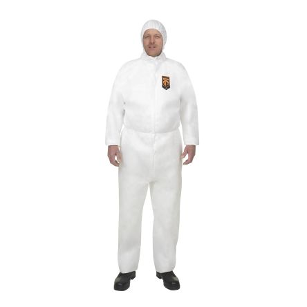 Kimberly Clark KleenGuard® A50 Einweg-Overalls M Weiß, 170 → 176cm L. Mit Kapuze Herren, Polypropylen