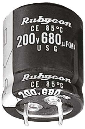 Rubycon USG Snap-In Aluminium-Elektrolyt Kondensator 2200μF ±20% / 200V Dc, Ø 35mm X 40mm, +85°C
