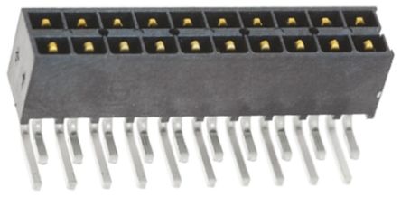 Samtec IPT1 Leiterplatten-Stiftleiste Gewinkelt, 20-polig / 2-reihig, Raster 2.54mm, Platine-Platine,