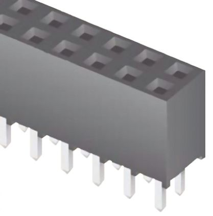 Samtec SQT Series Straight Through Hole Mount PCB Socket, 6-Contact, 2-Row, 2mm Pitch, Solder Termination