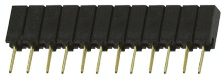 Samtec SSA Series Straight Through Hole Mount PCB Socket, 12-Contact, 1-Row, 2.54mm Pitch, Solder Termination