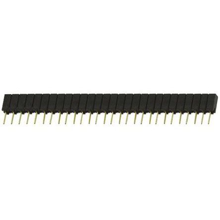 Samtec SSA Series Straight Through Hole Mount PCB Socket, 28-Contact, 1-Row, 2.54mm Pitch, Solder Termination