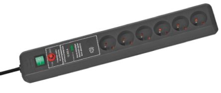 Brennenstuhl Secure-Tec Verlängerungskabel, 3m, 6-fach Schaltbar, Typ E - Französisch Mit Leitung IP20 230 V