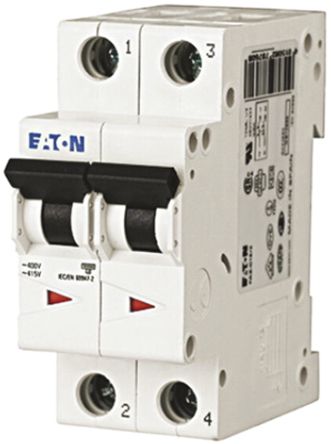 Eaton Interruptor Automático 2P, 20A, Curva Tipo C, Poder De Corte 6 KA, XEffect, Montaje En Carril DIN