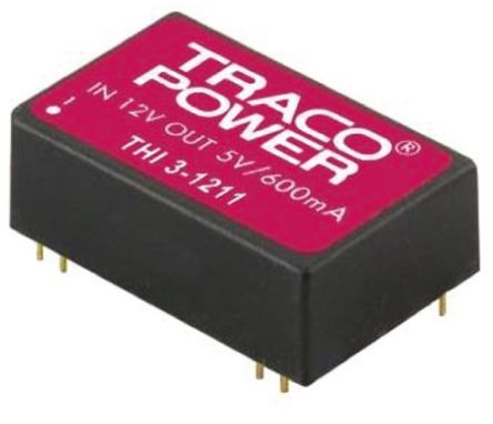 TRACOPOWER THI 3 DC/DC-Wandler 3W 5 V Dc IN, 5V Dc OUT / 600mA 4kV Ac Isoliert