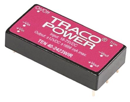 TRACOPOWER TEN 40WIR DC/DC-Wandler 40W 48 V Dc IN, 24V Dc OUT / 1.67A 1.6kV Dc Isoliert