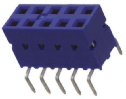 Amphenol ICC 71991 Series Straight Through Hole Mount PCB Socket, 10-Contact, 2-Row, 2.54mm Pitch, Solder Termination