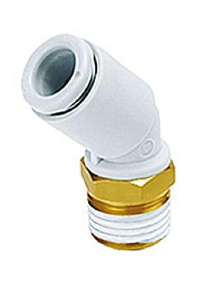 SMC KQ2 Series Elbow Threaded Adaptor, Uni 1/8 Male To Push In 6 Mm, Threaded-to-Tube Connection Style