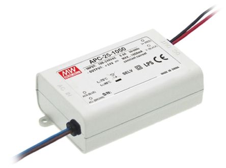 MEAN WELL LED Driver, 25 → 70V Output, 24.5W Output, 350mA Output, Constant Current