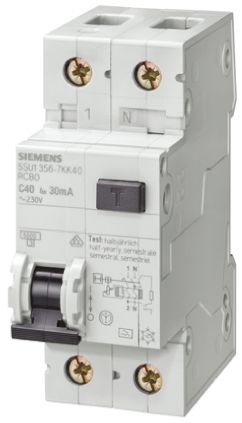 Siemens RCBO Sentron 5SU1 FI/LS-Schalter 32A, 1P+N-polig, Empfindlichkeit 30mA, DIN-Schienen-Montage