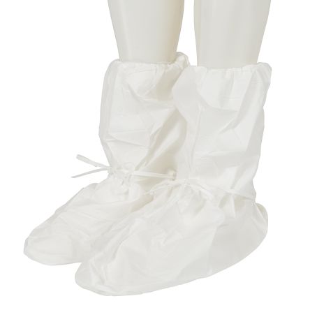 white disposable shoe covers