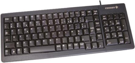 CHERRY Tastatur AZERTY Kabelgebunden Schwarz PS/2, USB Kompakt, 374 X 139 X 18mm
