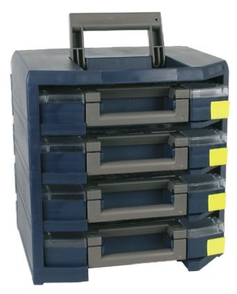 Raaco 零件收纳盒, 4储物格, 347mm x 342mm x 305mm, 蓝色