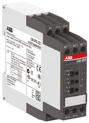 ABB CM-SRS Überwachungsrelais 1-phasig, 2-poliger Wechsler 1 A, 30mA Überstrom, Unterstrom 0.1 A, 3mA DIN-Schienen