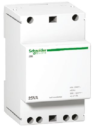 Schneider Electric DIN-Schienen-Trafo, 24VA, Primär 230V Ac / Sekundär 12V Ac DIN-Hutschiene 1 Ausg., 89mm X 54mm X 60mm