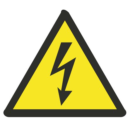 RS PRO 250 Sicherheitszeichen, Schwarz/Gelb, Gefahr: Elektrizität, H 25 Mm B 25mm